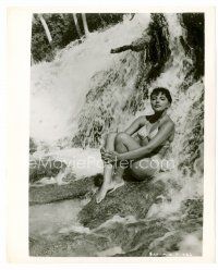 6c419 JOAN COLLINS 8x10 still '50s full-length image of sexy actress in bikini under waterfall!