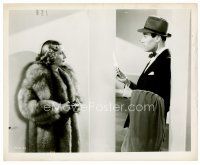 6c490 MAD MISS MANTON 8x10 still '38 Barbara Stanwyck in fur looks at Henry Fonda holding knife!