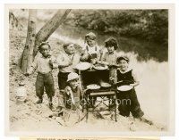 6c594 OUR GANG candid 8x10 still '20s six Our Gang kids with dogs & taters by swimmin' hole!