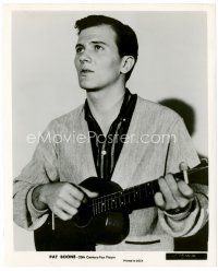 6c599 PAT BOONE 8x10 still '50s great close up of the famous singer playing guitar!