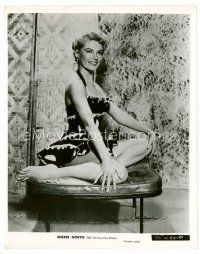 6c679 SHEREE NORTH 8x10 still '50s cool full-length portrait of sexy actress on bench!