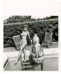 6c747 TERRY MOORE 8x10 still '52 great image of sexy star in bathing suit by pool!