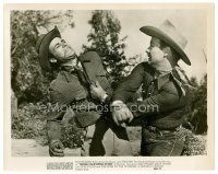 6c786 UNDER CALIFORNIA STARS 8x10 still R52 Roy Rogers in close up fight with bad guy!