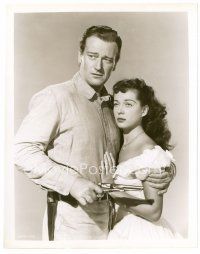 6c807 WAKE OF THE RED WITCH 8x10 still '49 John Wayne holding gun protects Gail Russell!