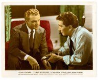 6c002 13 RUE MADELEINE color 8x10 still '46 c/u of James Cagney & Richard Conte with gun!