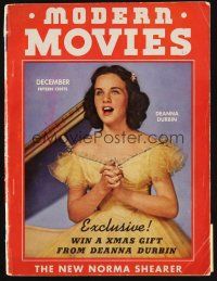 6d092 MODERN MOVIES magazine December 1937 portrait of pretty Deanna Durbin singing!