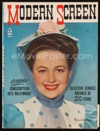 6d135 MODERN SCREEN magazine April 1941 close portrait of pretty smiling Olivia De Havilland!