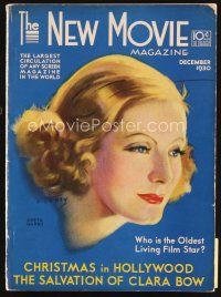 6d077 NEW MOVIE MAGAZINE magazine December 1930 artwork of beautiful Greta Garbo by Jules Erbit!