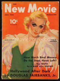 6d080 NEW MOVIE MAGAZINE magazine July 1933 art of sexy Carole Lombard by Edward L. Chase!