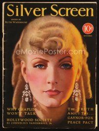 6d117 SILVER SCREEN vol 1 no 1 magazine November 1930 incredible art of Greta Garbo by John Clarke!