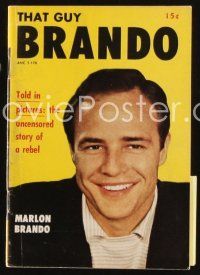 6d143 MARLON BRANDO digest magazine '55 That Guy Brando, the uncensored story of a rebel!
