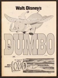 6d343 DUMBO/LEGEND OF LOBO pressbook '72 Walt Disney double-bill, elephants & wolves!