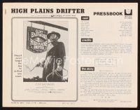 6d353 HIGH PLAINS DRIFTER pressbook '73 classic art of Clint Eastwood holding gun & whip!