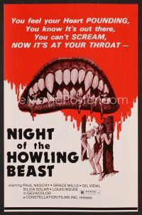 6d370 NIGHT OF THE HOWLING BEAST pb '77 Paul Naschy, art of bloody teeth & sexy girls in bondage!