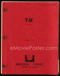 6d248 FM revised final draft script October 20, 1977, screenplay by Ezra Sacks!