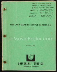 6d262 LAST MARRIED COUPLE IN AMERICA script December 4, 1978, screenplay by John Herman Shaner!