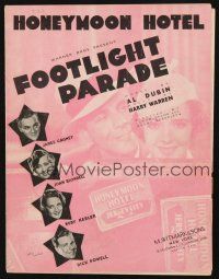 6d285 FOOTLIGHT PARADE sheet music '33 James Cagney, Joan Blondell, Ruby Keeler, Honeymoon Hotel!