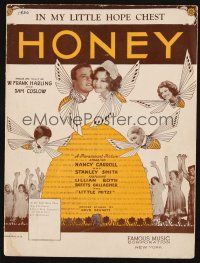 6d291 HONEY sheet music '30 art of Nancy Carroll & stars as bees, In My Little Hope Chest!