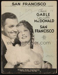 6d304 SAN FRANCISCO sheet music '36 Clark Gable & sexy Jeanette MacDonald, the title song!