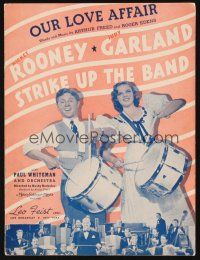 6d307 STRIKE UP THE BAND sheet music '40 Mickey Rooney & Judy Garland with drums, Our Love Affair!