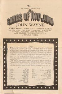 6d391 SANDS OF IWO JIMA pressbook R50s World War II United States Marine Corps soldier John Wayne!