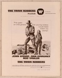 6d404 TRAIN ROBBERS int'l pressbook'73 great full-length art of cowboy John Wayne & sexy Ann-Margret