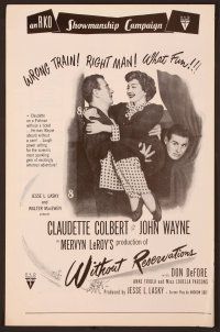 6d415 WITHOUT RESERVATIONS pressbook R60s art of John Wayne & Claudette Colbert!