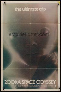 6f010 2001: A SPACE ODYSSEY teaser 1sh R74 Stanley Kubrick, super close image of star child!