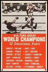6f035 ALL TIME GREAT WORLD CHAMPIONS 1sh '40s Jack Dempsey, Joe Louis, Rocky Graziano, boxing!