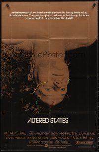 6f037 ALTERED STATES int'l 1sh '80 William Hurt, Paddy Chayefsky, Ken Russell, sci-fi horror!