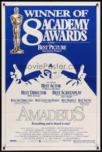 6f039 AMADEUS awards 1sh '84 Milos Foreman, Mozart biography, cool artwork!