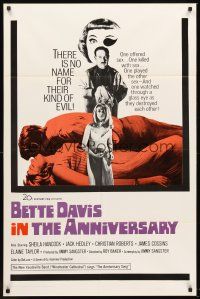 6f051 ANNIVERSARY 1sh '67 Bette Davis with funky eyepatch in English horror!