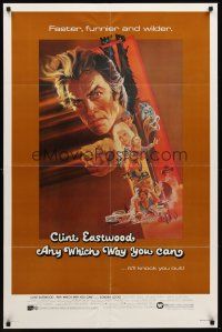 6f052 ANY WHICH WAY YOU CAN 1sh '80 cool artwork of Clint Eastwood & Clyde by Bob Peak!