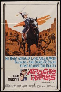 6f053 APACHE RIFLES 1sh '64 Audie Murphy vowed to stop the bloodshed of two warring nations!