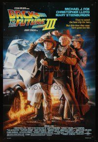 6f073 BACK TO THE FUTURE III DS 1sh '90 Michael J. Fox, Chris Lloyd, Zemeckis, Drew Struzan art!