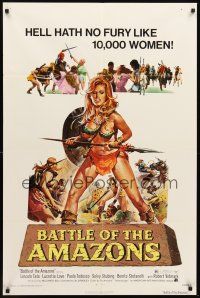 6f080 BATTLE OF THE AMAZONS 1sh '73 art of sexy barely-dressed female warrior Lucretia Love!