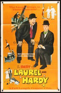 6f097 BEST OF LAUREL & HARDY 1sh '67 five great artwork images of Stan & Oliver!
