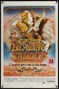 6f120 BLAZING SADDLES 1sh '74 classic Mel Brooks western, art of Cleavon Little by John Alvin!