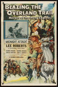6f121 BLAZING THE OVERLAND TRAIL chapter 7 1sh '56 Heroes of the Pony Express, Midnight Attack!