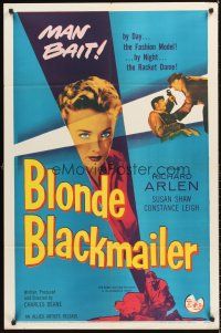6f125 BLONDE BLACKMAILER 1sh '58 bad girl Susan Shaw's body was the secret to the shakedown!