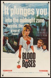6f126 BLOOD & ROSES 1sh '61 Et mourir de plaisir, Roger Vadim, sexiest vampire Annette Vadim!