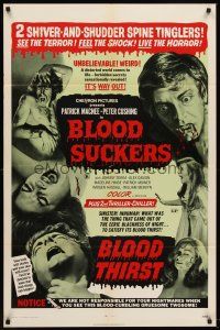 6f129 BLOOD SUCKERS/BLOOD THIRST 1sh '71 two shiver & shudder spine tinglers, see the terror!