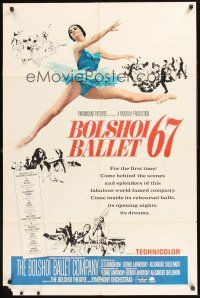6f137 BOLSHOI BALLET 67 1sh '66 famous Russian ballet, art of sexy dancing ballerina!
