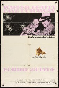 6f139 BONNIE & CLYDE 1sh '67 notorious crime duo Warren Beatty & Faye Dunaway!