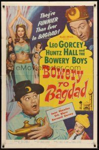 6f142 BOWERY TO BAGDAD 1sh '54 wacky Leo Gorcey, Huntz Hall & sexy bellydancer!