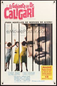 6f165 CABINET OF CALIGARI Spanish/U.S. 1sh '62 Robert Bloch, it shocks the unshockables!
