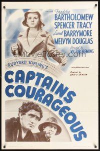 6f169 CAPTAINS COURAGEOUS 1sh R62 Spencer Tracy, Freddie Bartholomew, Lionel Barrymore