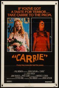 6f175 CARRIE 1sh '76 Stephen King, Sissy Spacek before and after her bloodbath at the prom!