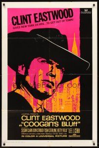 6f211 COOGAN'S BLUFF 1sh '68 art of Clint Eastwood in New York City, directed by Don Siegel!