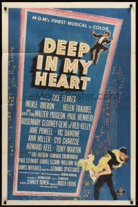 6f250 DEEP IN MY HEART 1sh '54 MGM's finest all-star musical, cool artwork!